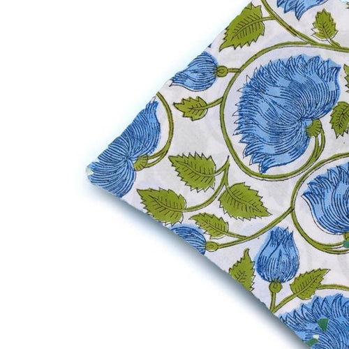 Blue Floral Cotton Cushion Cover, Hand Block Print Pillow Case, Decorative Throw Pillow Cover, Boho Sofa Decor, Christmas Pillowcases