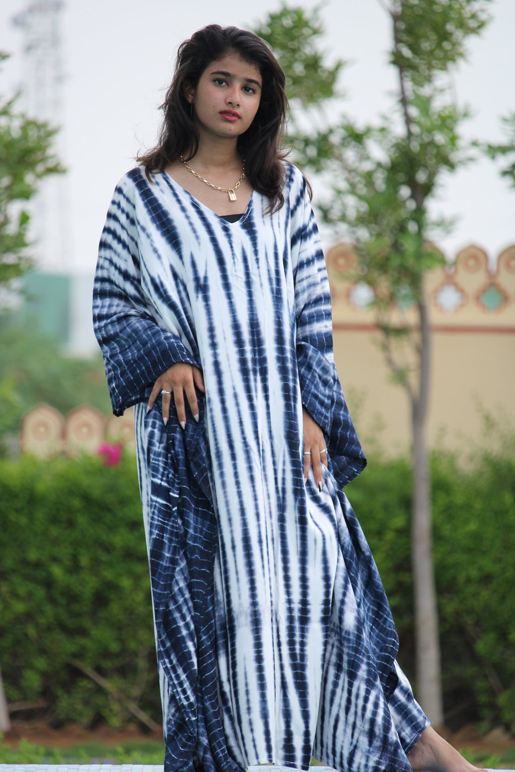 Tie Dye Rayon Kaftan: Plus Size Resort Gown