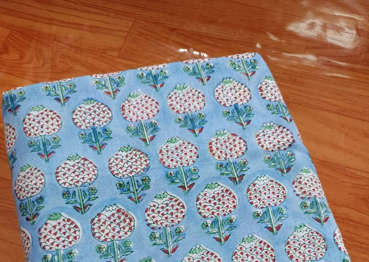 Soft Cotton, Indian Hand Block Print Fabric, Floral 100% Cotton Fabric By The Yard, Fabric for Loose Running, Dress Making, Textile Fabric