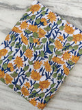 Yellow Floral Cotton Fabric, Hand Block Print Fabric by Yard, Indian Soft White Cotton for Quilting, Sewing, Dressmaking, Running Fabric