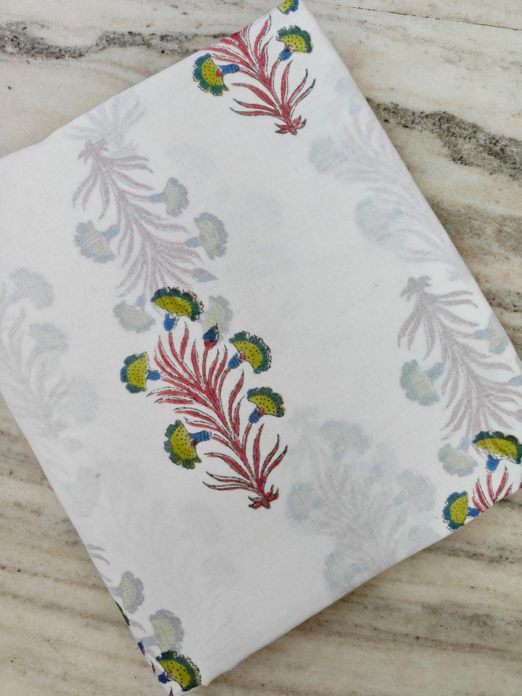 Hand Block Print Cotton Fabric, White Floral Indian Fabric, Soft Lightweight Cotton, Boho Dressmaking Fabric, Quilting Craft Textile Napkins