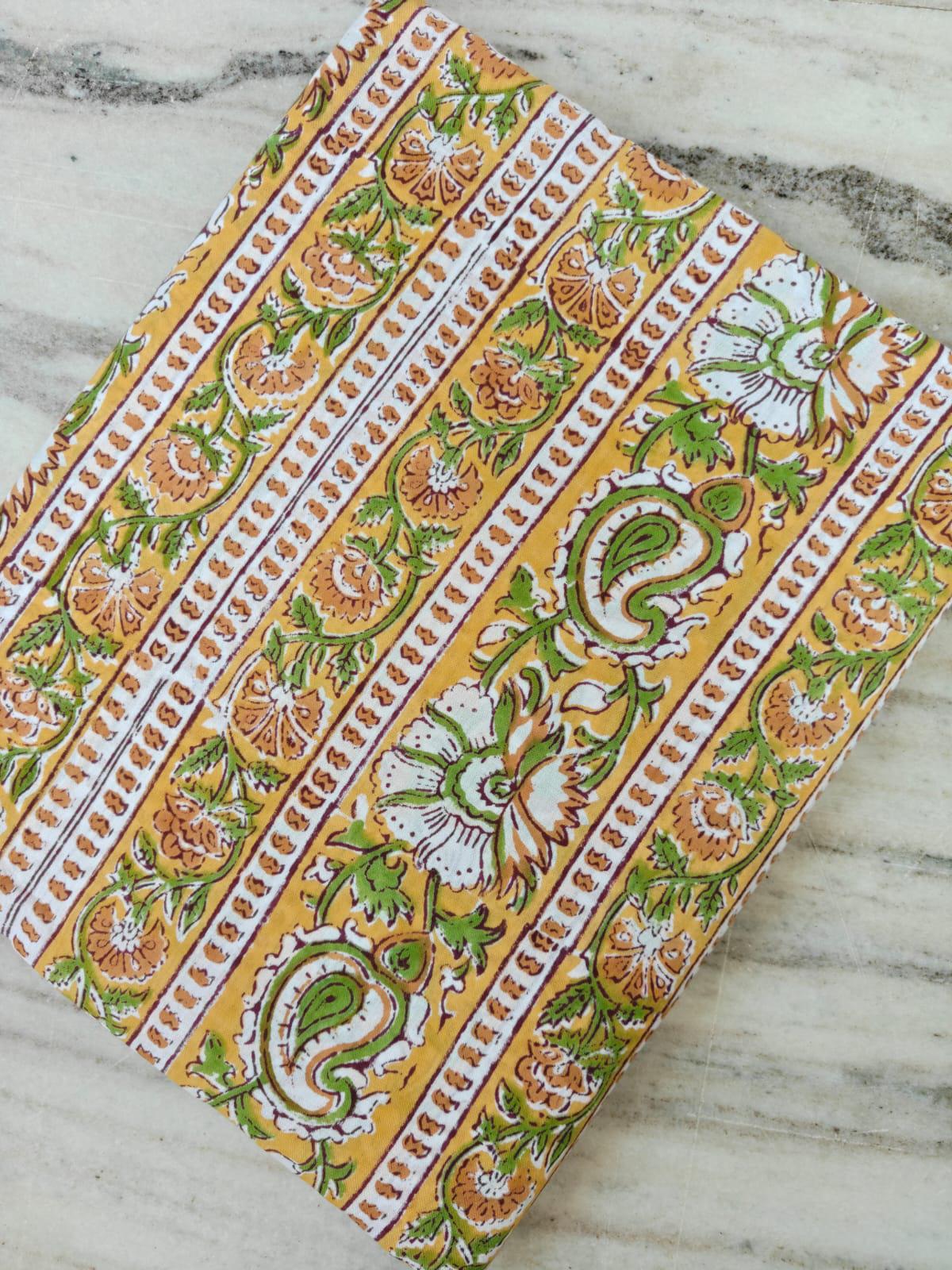 Indian Hand Block Print Fabric, Floral 100% Cotton Quilting Fabric By The Yard, Fabric For Dress Making, Loose Running Fabric, Napkin Fabric