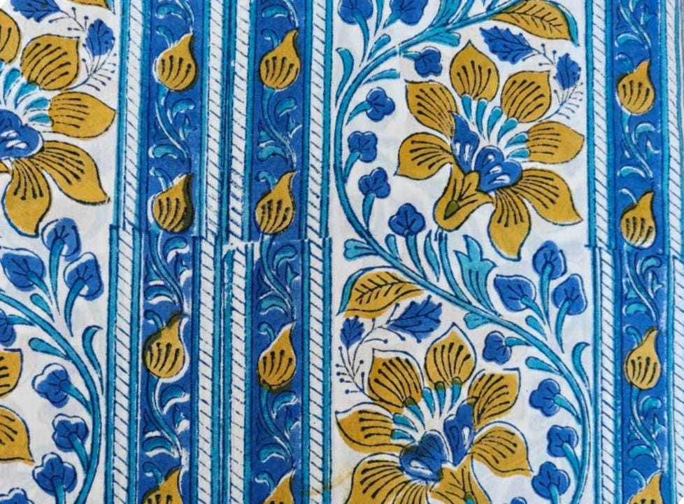 Indian Hand Block Print Fabric, Floral 100% Cotton Quilting Fabric By The Yard, Fabric For Dress Making, Loose Running Fabric, Napkin Fabric