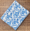 Blue Floral Cotton Fabric by the Yard | Hand Block Print Indian Cotton Fabric for Sewing, Quilting & Dressmaking | Printed Loose Fabric