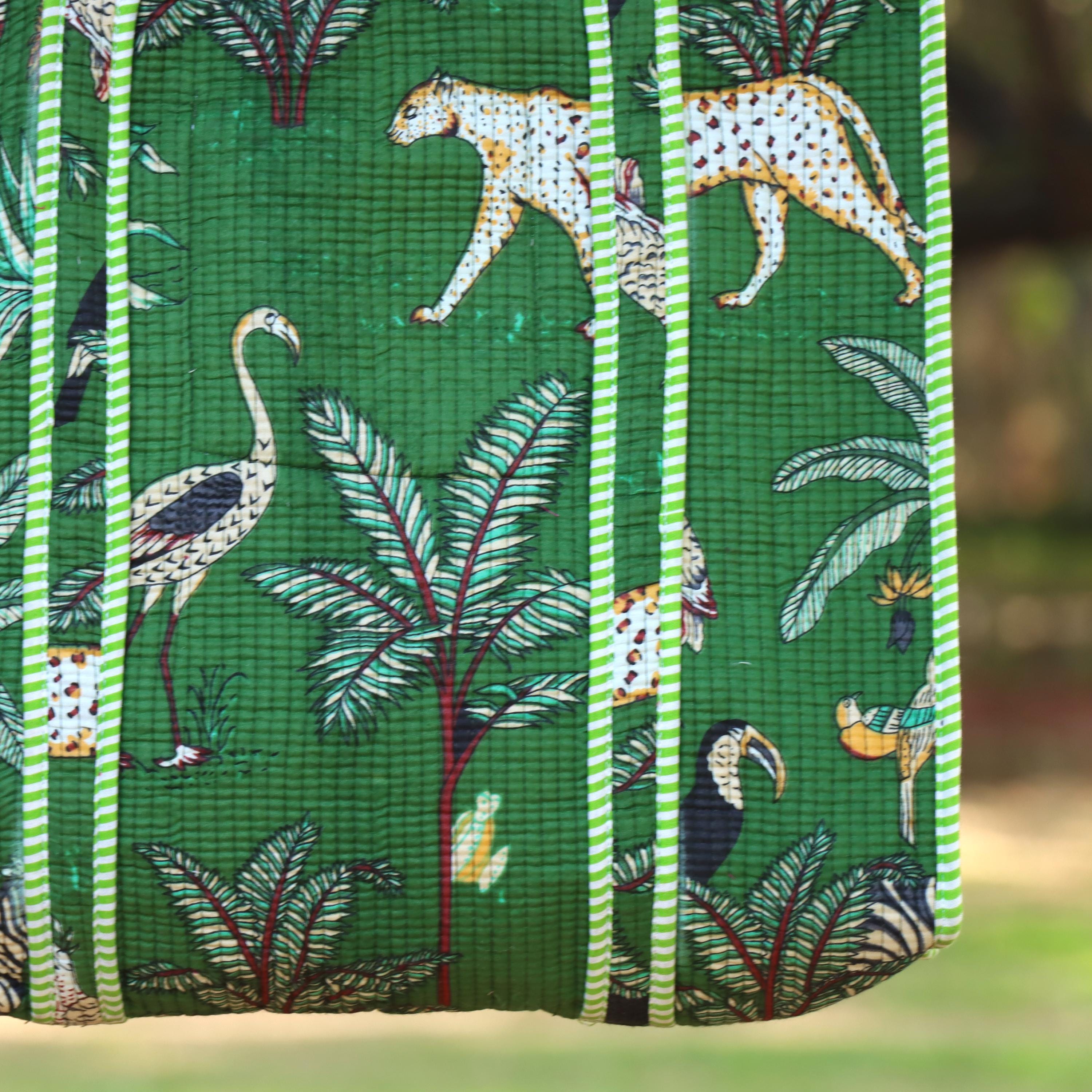 Handmade Green Jungle Safari Quilted Tote Bag, Gift For Her, Gift For Wife, Gift For Love, Anniversary Gift, Gift For Birthday