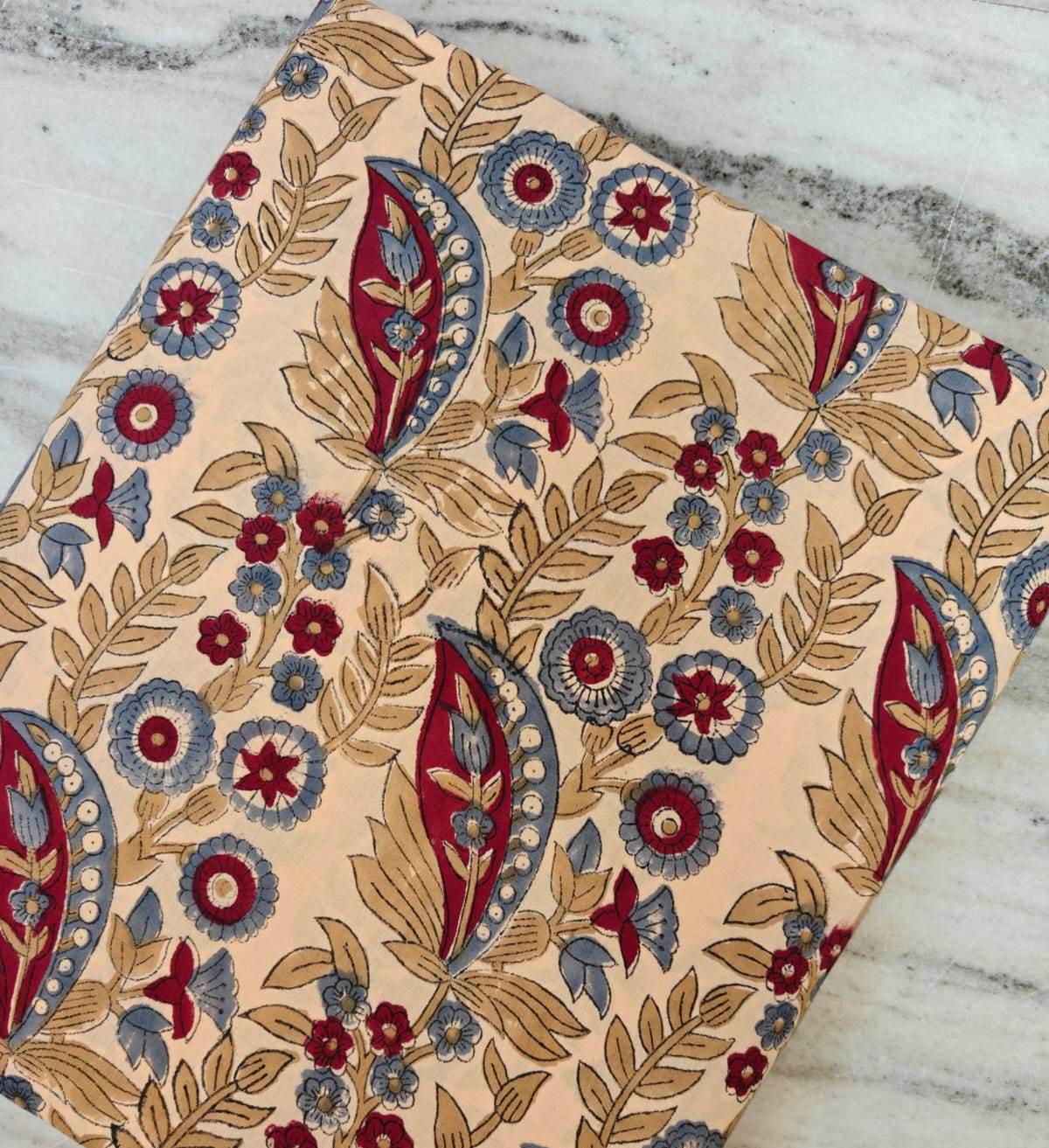 Red Blue Botanical Print Cotton Fabric, Soft Quilting Fabric by the Yard, Modern Craft Sewing Material, Quilting & Apparel Fabric, Napkins