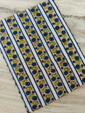 Black Floral Stripe Cotton Fabric by Yard, Blue Flower Cotton Fabric, Indian Block Print Fabric, Striped Floral Cotton for Dress Making