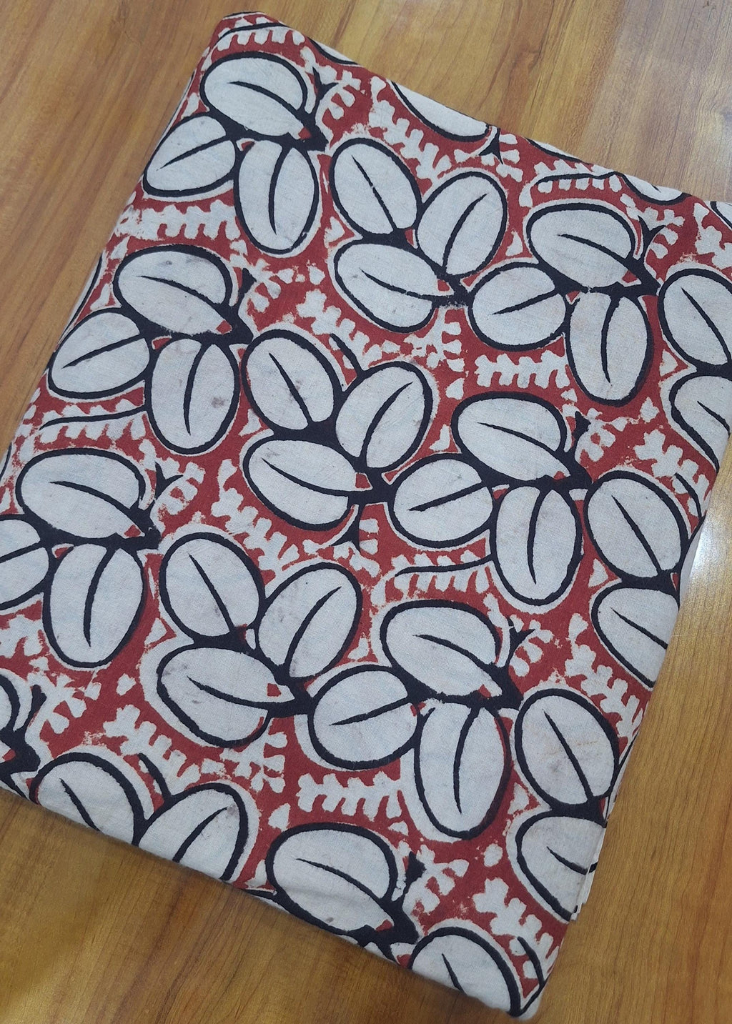 Red White Cotton Fabric, Abstract Leaf Print Fabric, Hand Block Style Fabric, Indian Cotton Fabric, Sewing Craft Fabric Upholstery Fabric