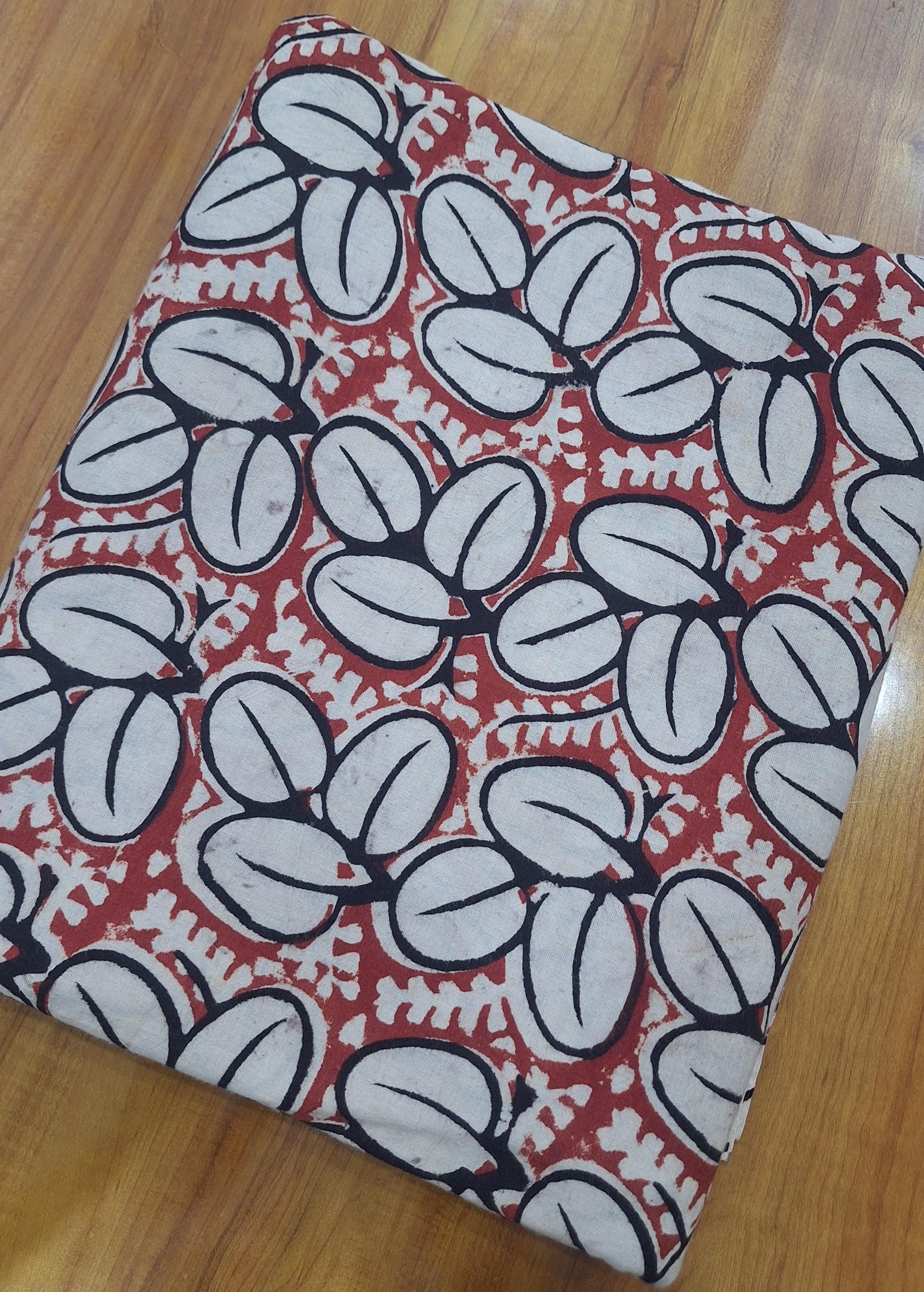 Red White Cotton Fabric, Abstract Leaf Print Fabric, Hand Block Style Fabric, Indian Cotton Fabric, Sewing Craft Fabric Upholstery Fabric