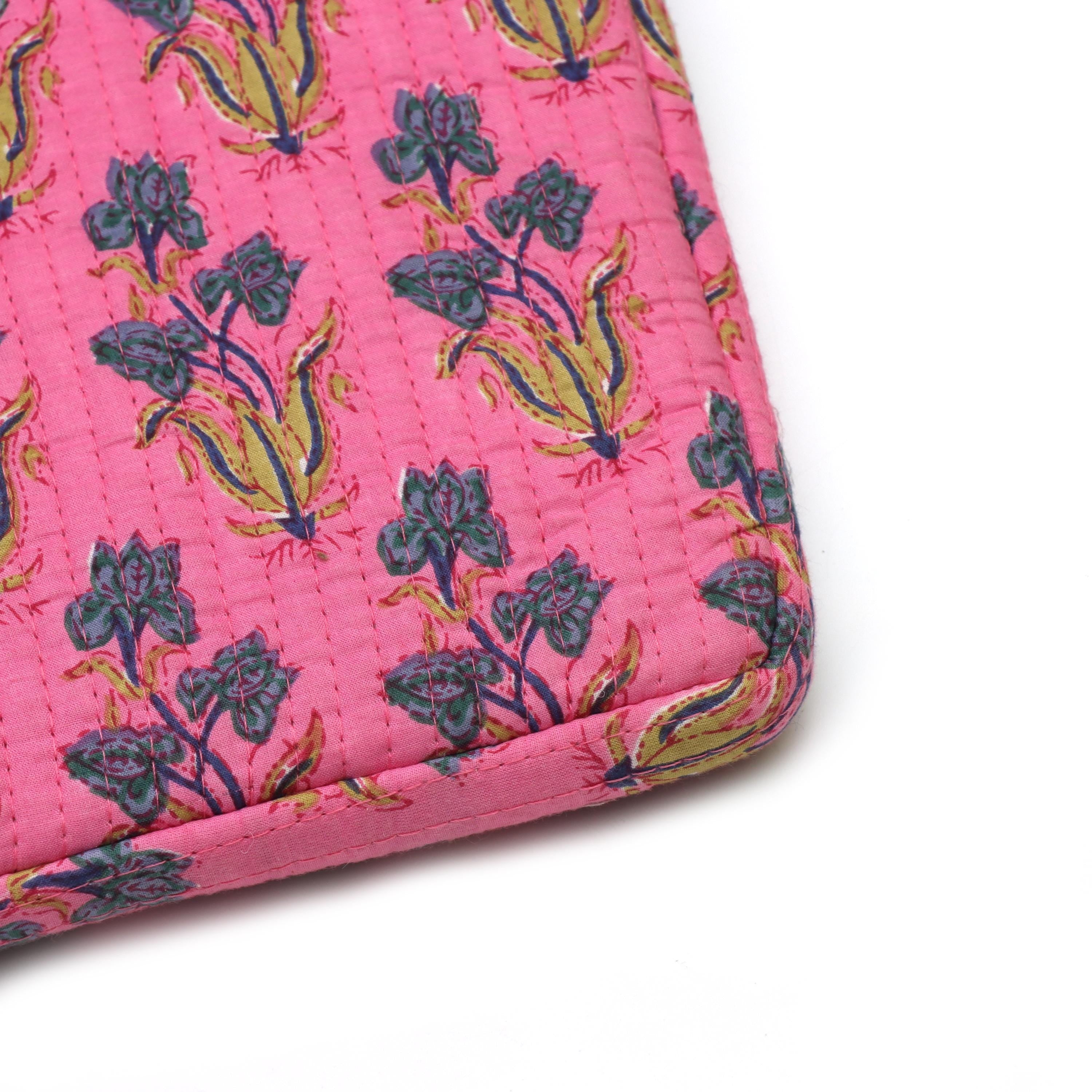 Handmade Quilted Laptop Bag | Floral Fabric Office Tote | Cotton Carry Bag with Handles | Zipper Work Bag | Gift for Women | Gift For Her