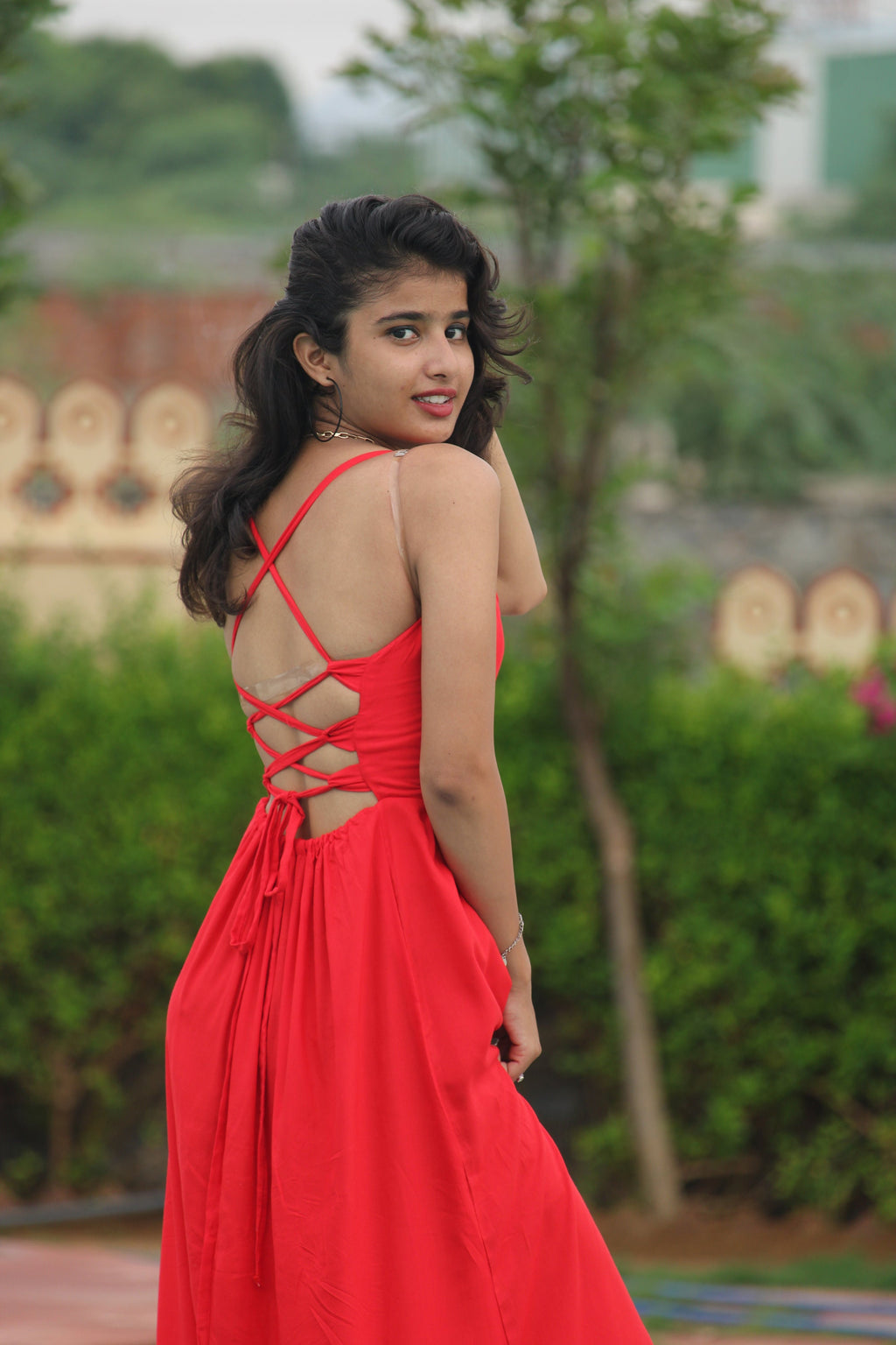 Red Rayon Maxi Dress: Tie Dye Bohemian Festival Dress