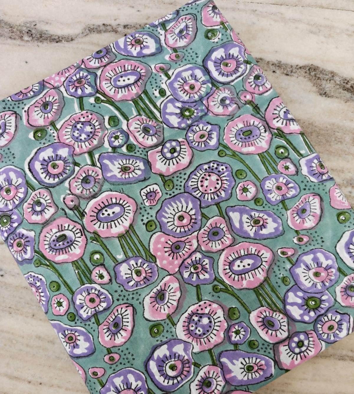 Teal Floral Cotton Fabric, Pink Purple Flower Print, Retro Floral Fabric by the Yard, Quilting Cotton, Vintage Style Fabric, Sewing Fabric