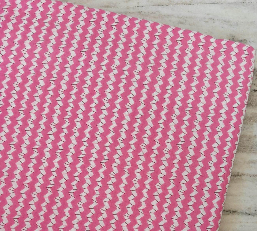 Pink Zigzag Cotton Fabric, Geometric Chevron Print Fabric, Modern Pattern Fabric by Yard, Quilting Sewing Craft Fabric, Soft Cotton Material