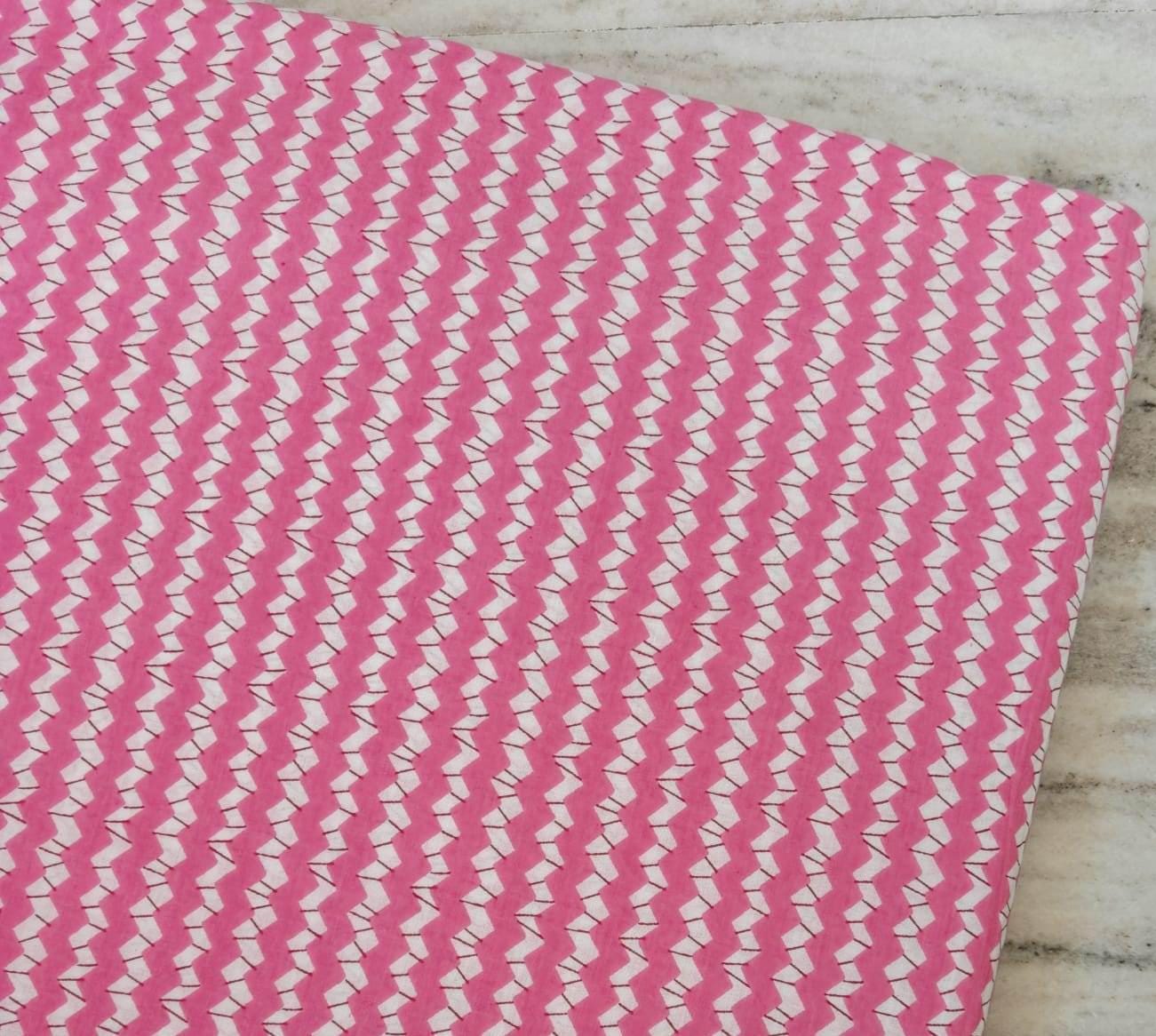 Pink Zigzag Cotton Fabric, Geometric Chevron Print Fabric, Modern Pattern Fabric by Yard, Quilting Sewing Craft Fabric, Soft Cotton Material