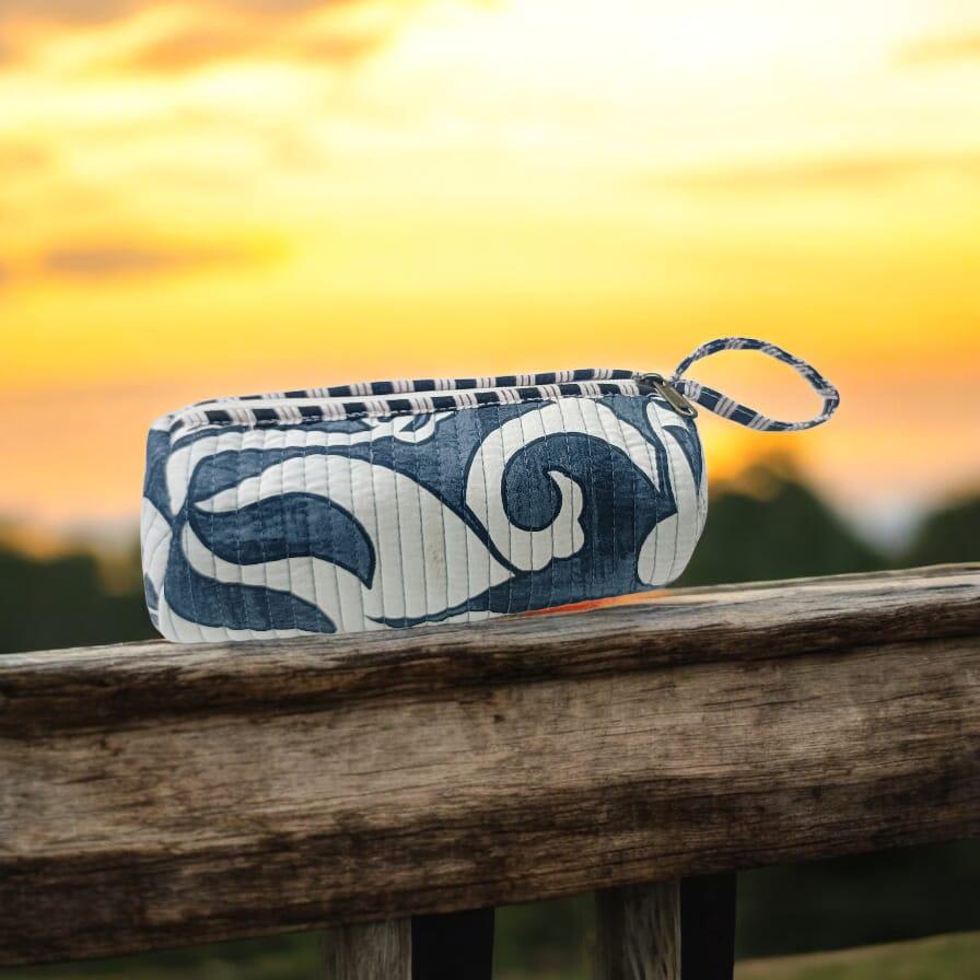Pencil Case, White and Black Print Cotton Fabric Pencil Case Back To School, Gift For Her, Birthday Gift Christmas Gift, Pencil Case Gift