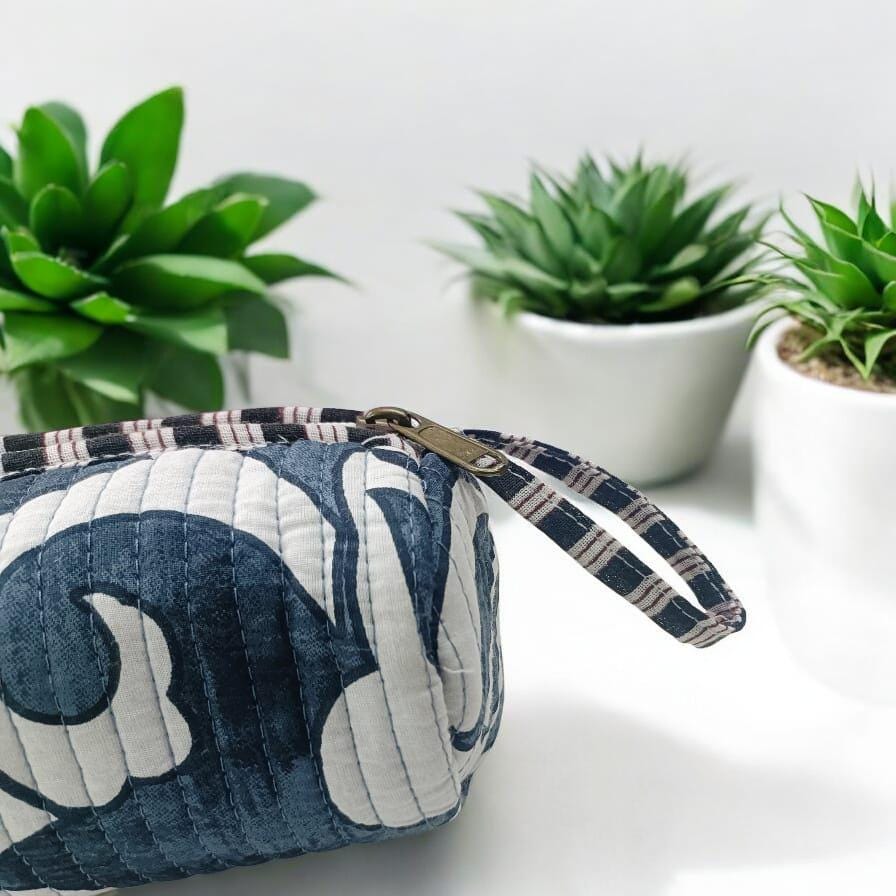 Pencil Case, White and Black Print Cotton Fabric Pencil Case Back To School, Gift For Her, Birthday Gift Christmas Gift, Pencil Case Gift