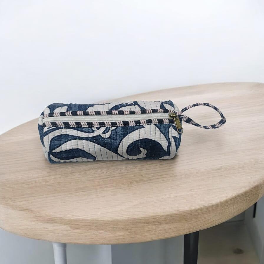 Pencil Case, White and Black Print Cotton Fabric Pencil Case Back To School, Gift For Her, Birthday Gift Christmas Gift, Pencil Case Gift