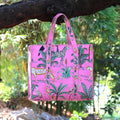 Pink Jungle Safari Print Bags, Handmade Quilted Tote Bag, Cotton Quilted Tote Bag, Indian Bags Shopping Bags, Beach Bag, Shoulder Bags Gifts