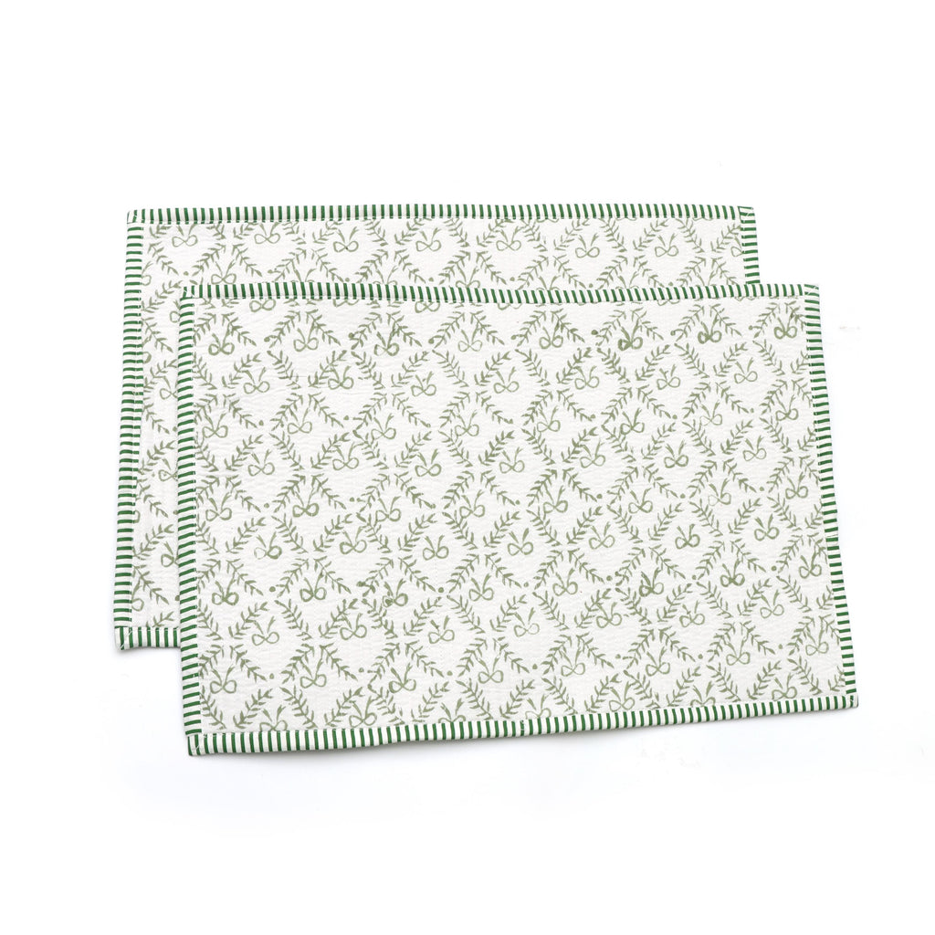 Green & Pink Rose Block Print Table Mats, Handmade Floral Cotton Placemats, Table Decor Placemat, Indian Style Table Linen, Cotton Placemat