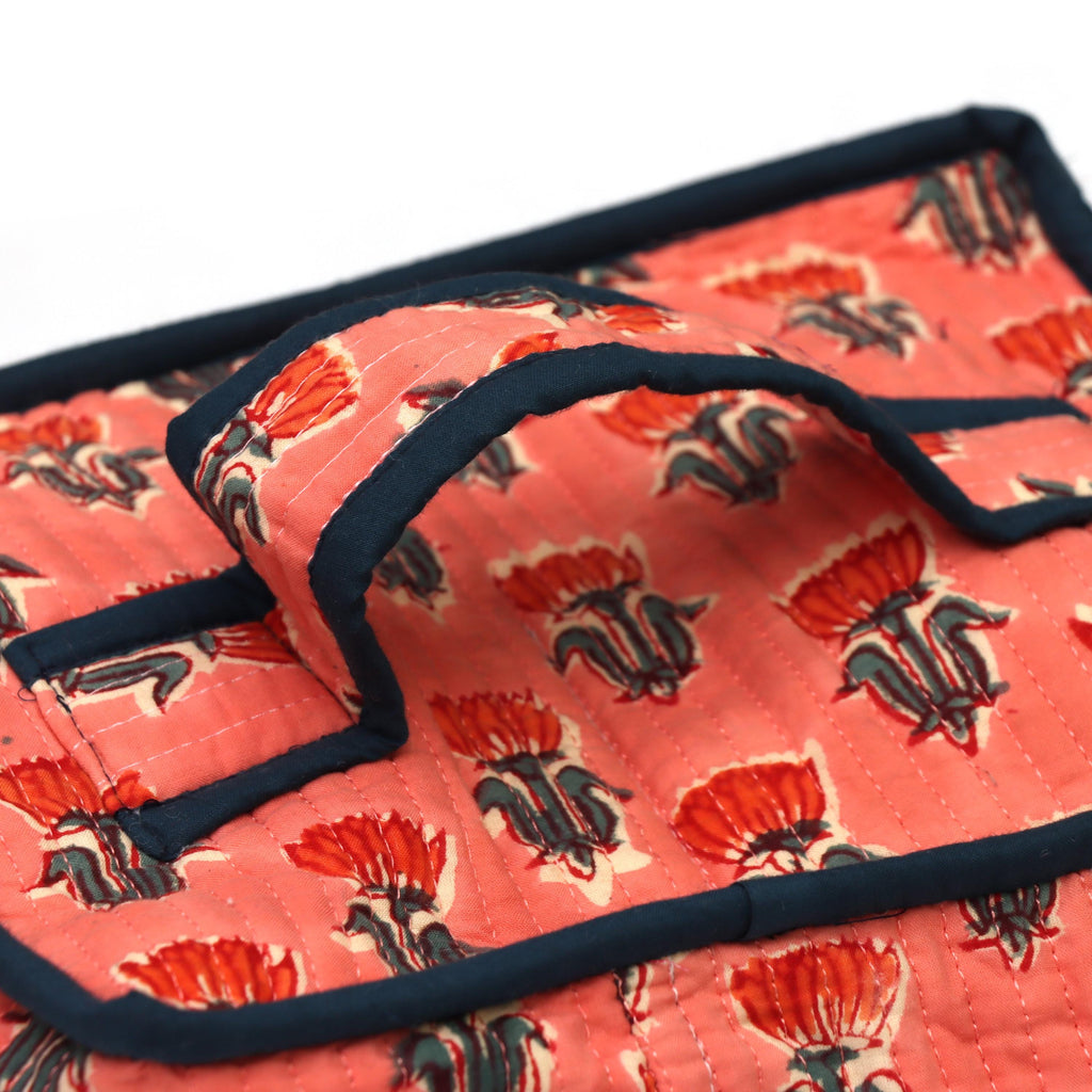 Handmade Quilted Cosmetic Bag | Floral Fabric Makeup Organizer | Zipper Vanity Travel Pouch | Toiletry Storage Bag Gift for Her | Gifts Bags