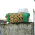 Handmade Quilted Tiger Print Cosmetic Pouch | Green Fabric Zipper Makeup & Toiletry Bag | Quilted Pouch | Green Cosmetic Bag | Gift For Her