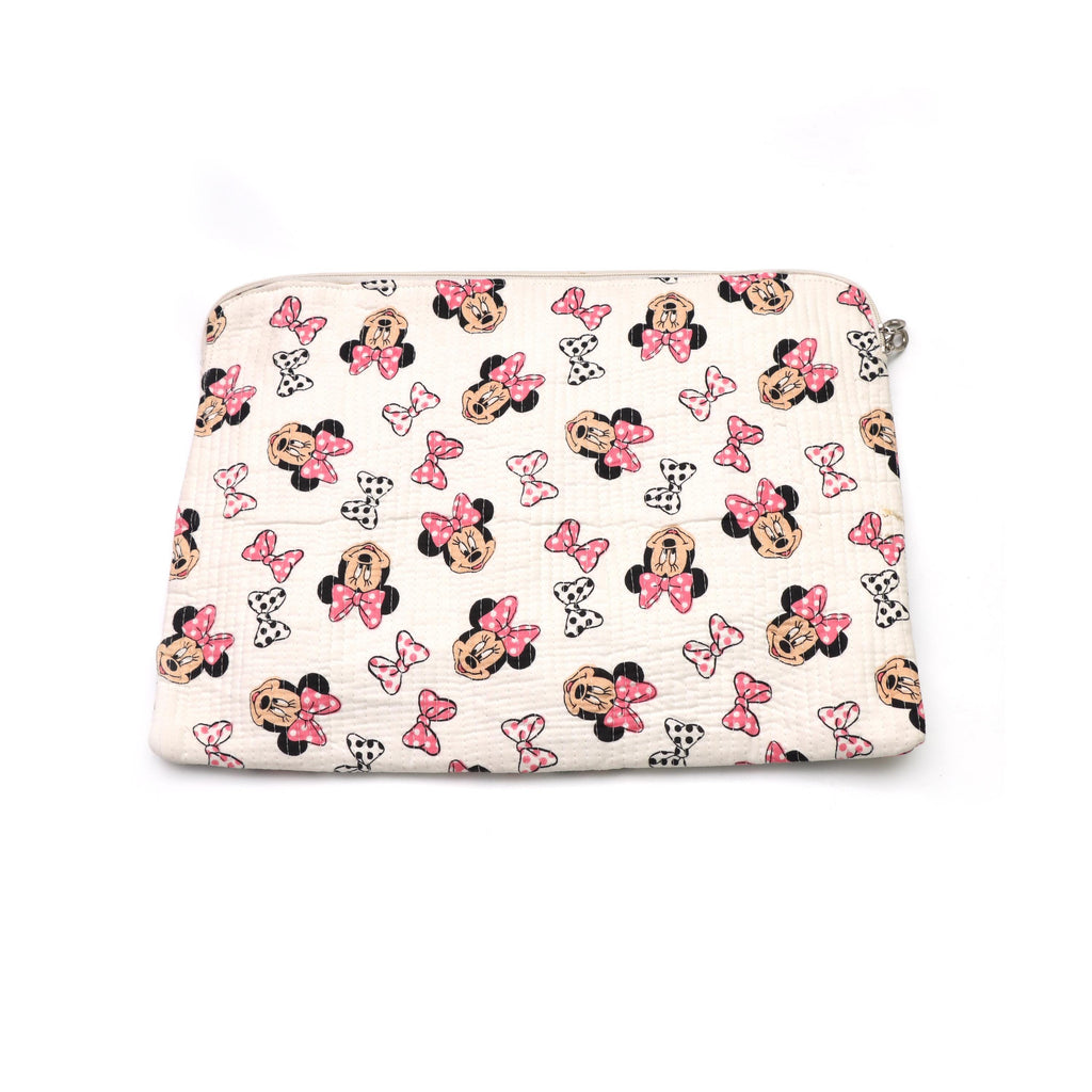 Quilted Laptop Sleeve, Cute Bow Print Laptop Bag, Padded Cotton Laptop Case, Handmade Laptop Cover, Girly Laptop Sleeve, Macbook Sleeve