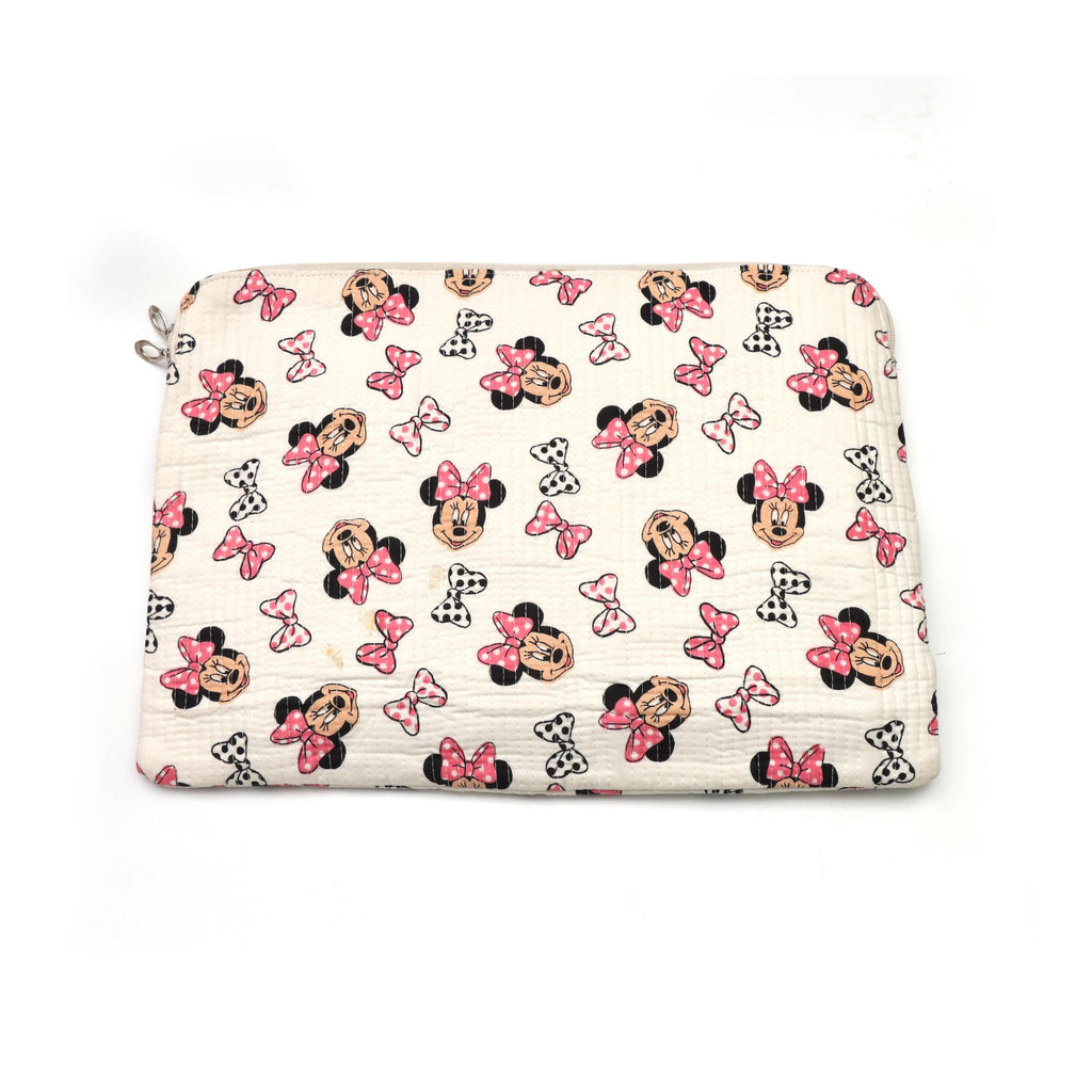Quilted Laptop Sleeve, Cute Bow Print Laptop Bag, Padded Cotton Laptop Case, Handmade Laptop Cover, Girly Laptop Sleeve, Macbook Sleeve