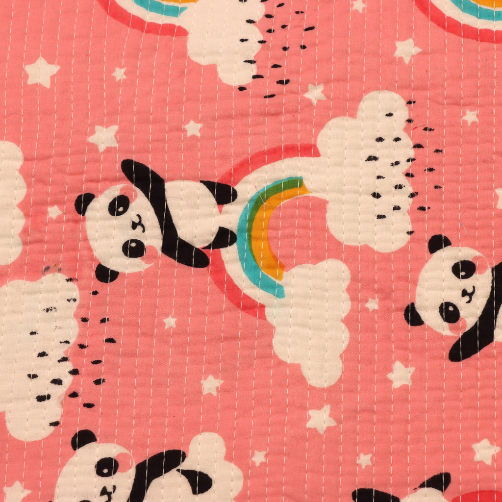 Quilted Laptop Sleeve, Cute Panda Laptop Bag, Cotton Padded Laptop Case, Rainbow Print Laptop Cover, Handmade Laptop Sleeve, Macbook Sleeve