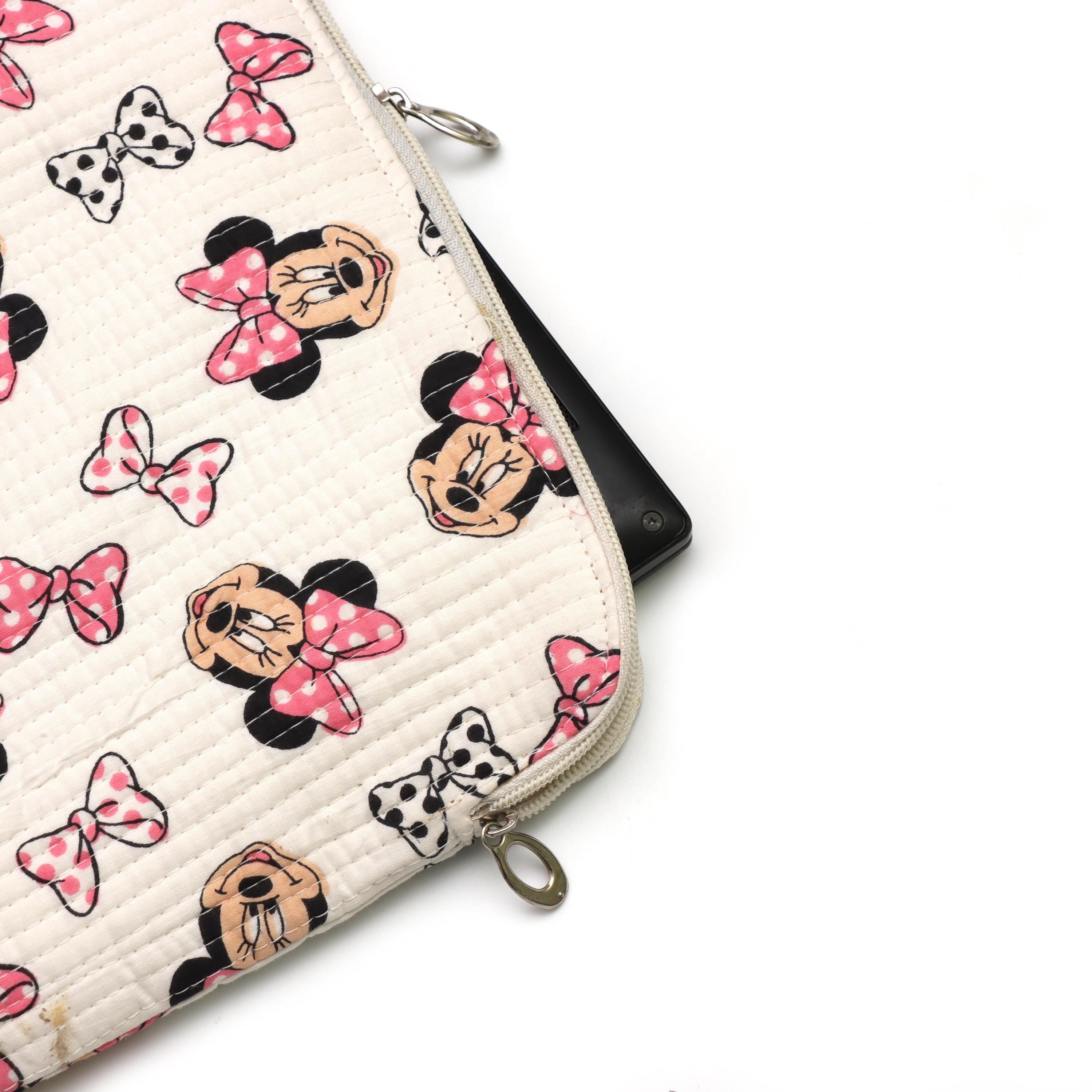 Quilted Laptop Sleeve, Cute Bow Print Laptop Bag, Padded Cotton Laptop Case, Handmade Laptop Cover, Girly Laptop Sleeve, Macbook Sleeve