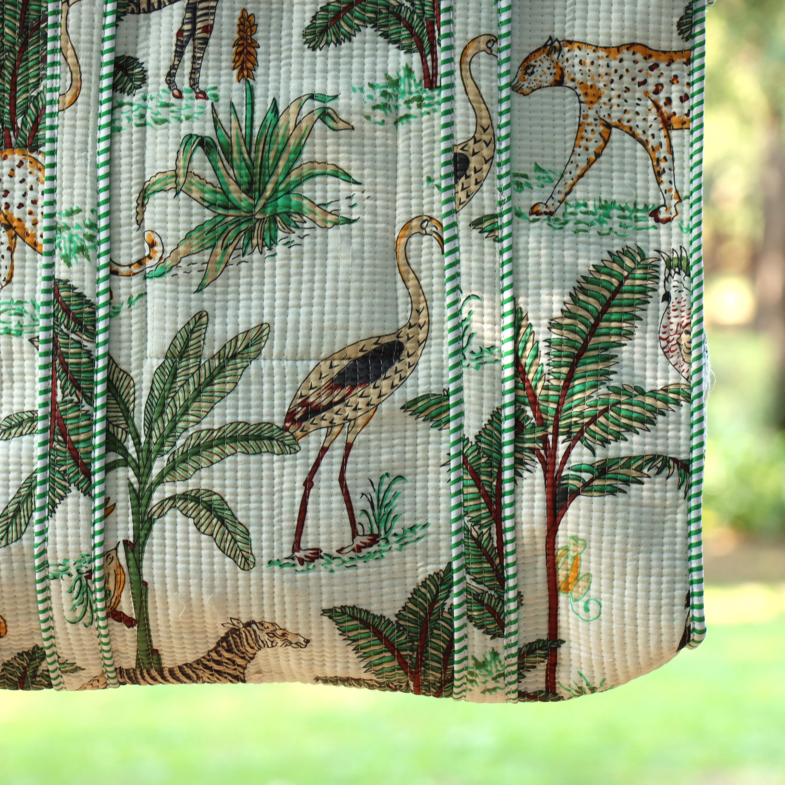 White Jungle Safari Print Bags, Handmade Quilted Tote Bag, Cotton Quilted Tote Bag, Indian Bags Shopping Bags, Beach Bag, Shoulder Bags Gift