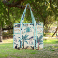 Personalized Cotton Tote Bag, Custom Name Jungle Print Bag, Handmade Quilted Shoulder Bag, Eco Friendly Reusable Shopping Bag, Gift for Her