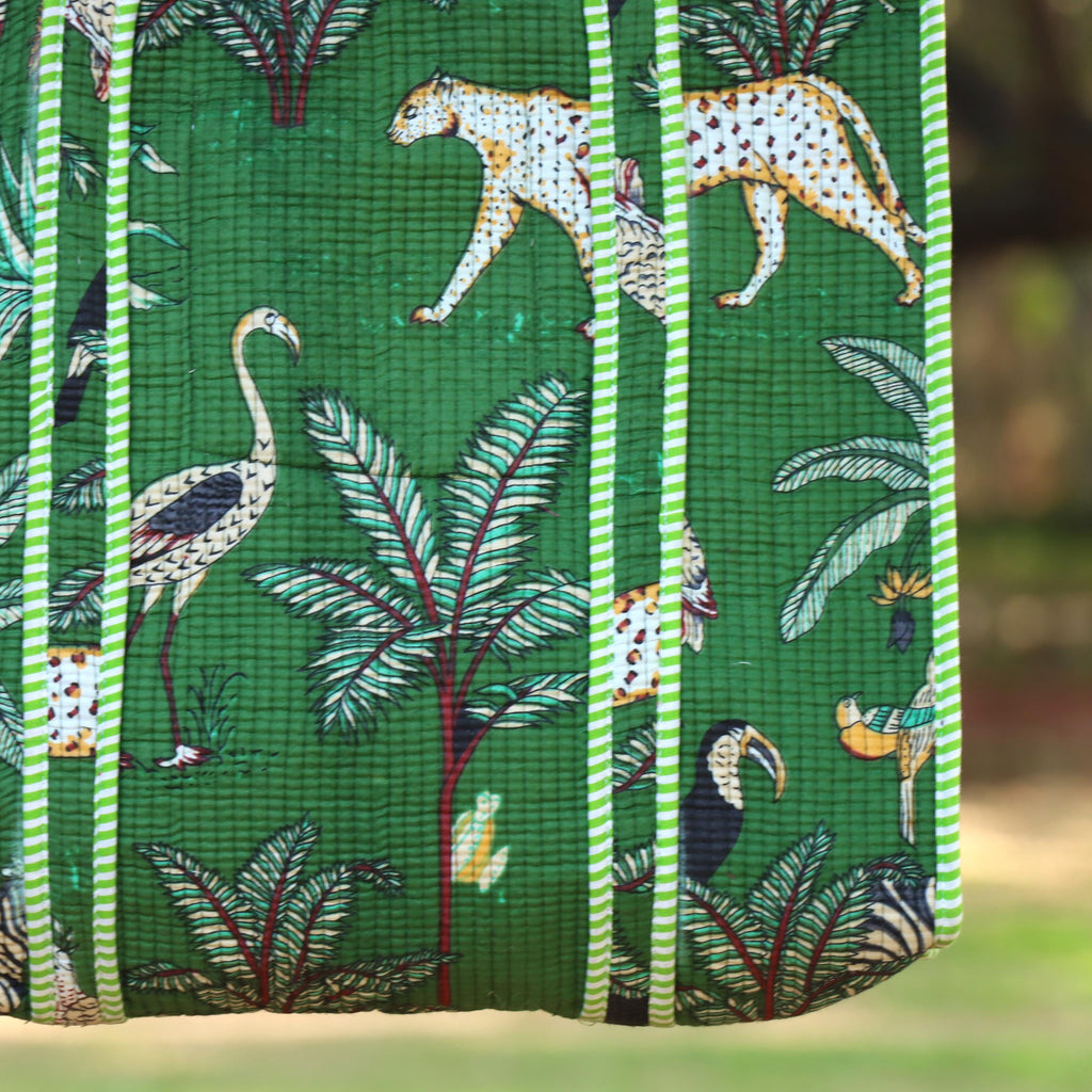 Handmade Green Jungle Safari Quilted Tote Bag, Gift For Her, Gift For Wife, Gift For Love, Anniversary Gift, Gift For Birthday