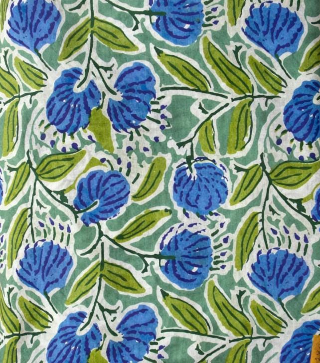Indian Hand Block Print Cotton Fabric, Soft Cotton Fabric, Floral 100% Cotton Fabric By The Yard, Fabric For Loose Running, Textile Fabric
