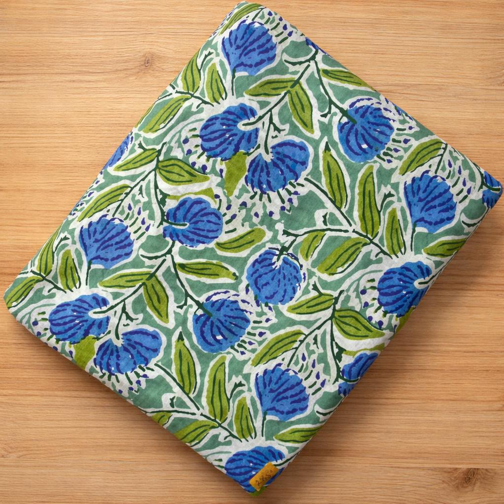 Indian Hand Block Print Cotton Fabric, Soft Cotton Fabric, Floral 100% Cotton Fabric By The Yard, Fabric For Loose Running, Textile Fabric