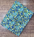 Indian Hand Block Green Blue Floral Printed Fabric By The Yard Running Cotton Fabric, Soft Lightweight Fabric, Loose Running Fabric, Napkins