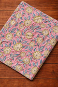 Pink Floral Cotton Fabric, Hand Block Print Fabric by Yard, Indian Flower Print Cotton Cloth for Sewing, Quilting, Dressmaking, Napkins