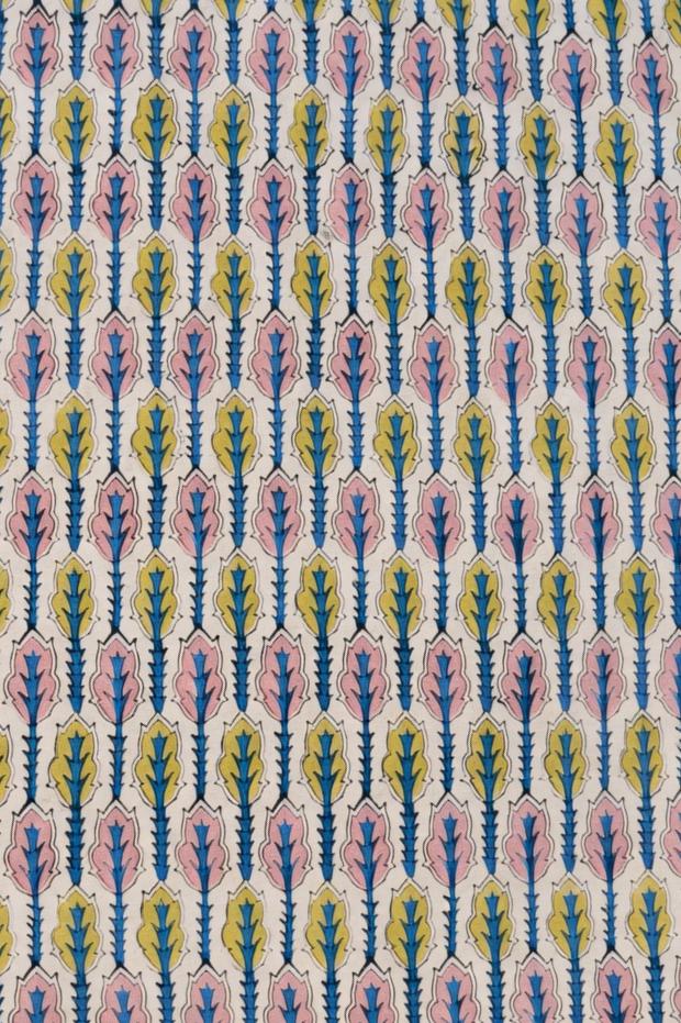 Block Print Leaf Pattern Floral Cotton Fabric | Hand Block Print Fabric | Colorful Indian Cotton Fabric | Sewing Quilting Craft Fabric