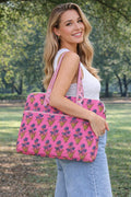 Handmade Quilted Laptop Bag | Floral Fabric Office Tote | Cotton Carry Bag with Handles | Zipper Work Bag | Gift for Women | Gift For Her