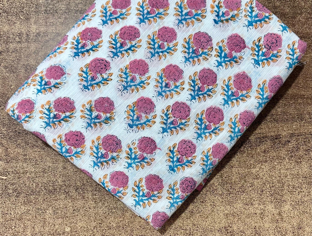 Colourful Indian Hand Block Print Fabric, Soft Cotton Fabric, Floral 100% Cotton Fabric By The Yard, Fabric For Loose Running Textile Fabric