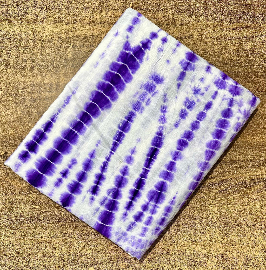 Purple Tie Dye Cotton Fabric, Hand Dyed Shibori Cotton Fabric, Boho Tie Dye Fabric for Dress Making, Soft Lightweight Fabric, Running Fabric