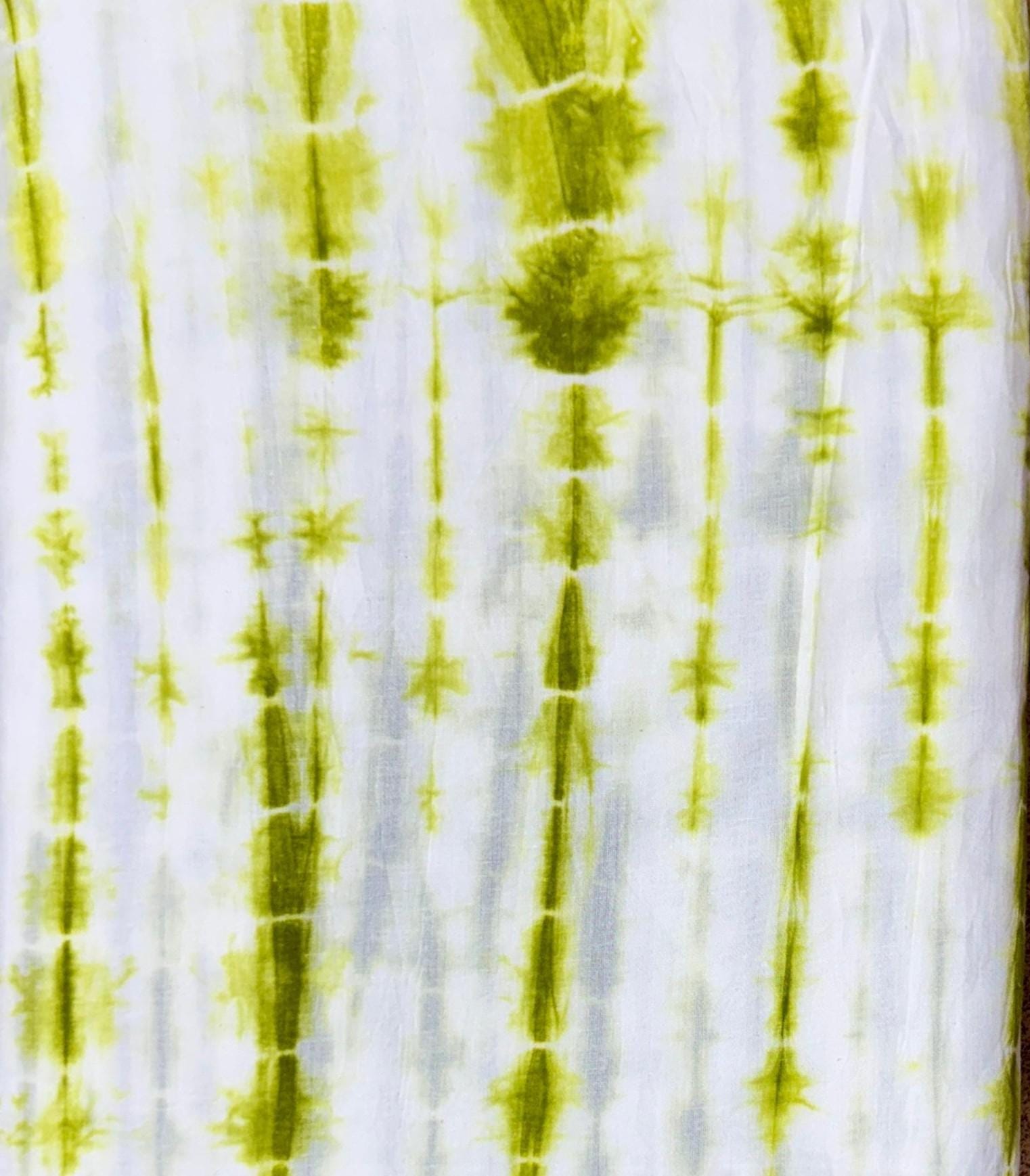 Green Tie Dye Cotton Fabric, Hand Dyed Shibori Cotton Fabric, Boho Tie Dye Fabric for Dress Making, Soft Lightweight Fabric, Running Fabric