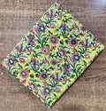 Yellow Hand Block Print Cotton Fabric, Floral Indian Cotton Fabric, Pink Green Printed Fabric by Yard, Sewing Quilting Dressmaking Fabric
