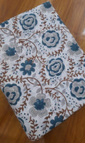 Blue Floral Cotton Fabric, Vintage Flower Print Fabric, Botanical Vine Cotton Fabric by Yard, Soft Craft Sewing Fabric, Dressmaking Fabric