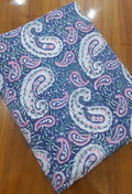 Blue Paisley Cotton Fabric, Indian Paisley Print Fabric by Yard, Boho Cotton Fabric, Block Print Style Fabric for Quilting, Dressmaking