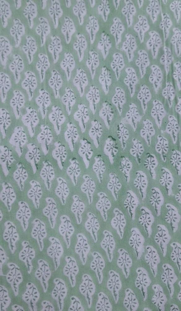 Green Paisley Cotton Fabric, Hand Block Print Fabric, Indian Cotton Fabric by Yard, Soft Quilting Dressmaking Fabric, Boho Print Fabric