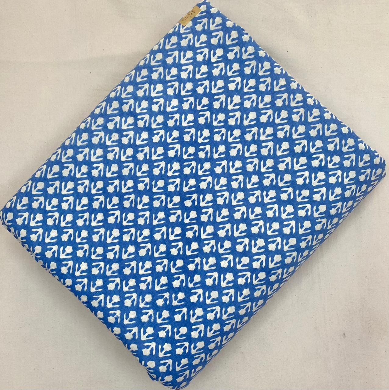 Blue White Hand Block Print Cotton Fabric, Floral Buti Print Indian Fabric by Yard, Soft Craft Sewing Material for Dress, Quilt, Home Decor