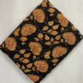 Black Mustard Floral Hand Block Print Cotton Fabric, Indian Buta Print Fabric by Yard, Soft Sewing Quilting Dressmaking Home Decor Material