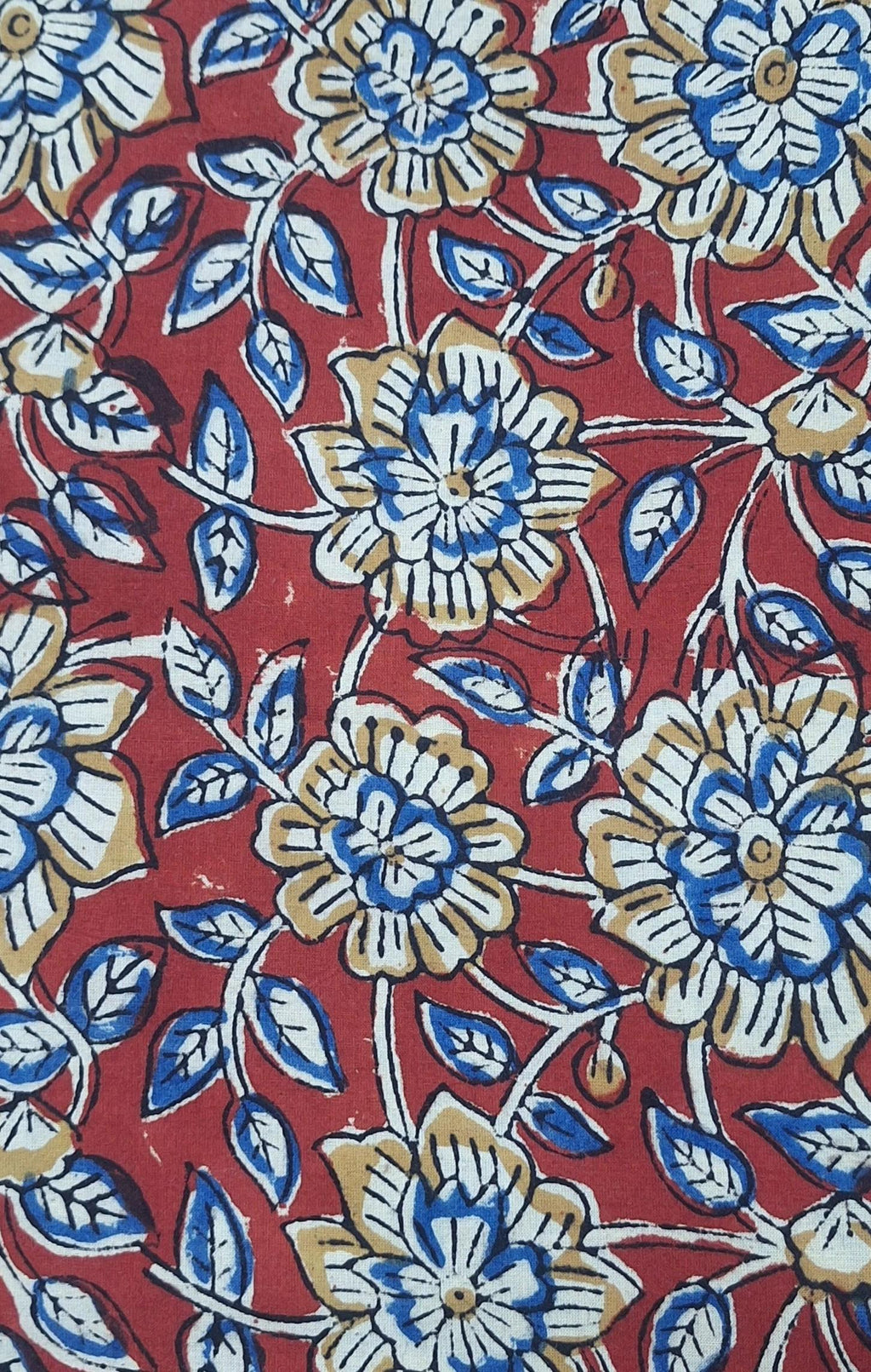 Green and Blue Hand Block Print Cotton Fabric, Floral Ethnic Cotton Fabric, Natural Cotton Cloth for Sewing, Indian Style Fabric by Yard