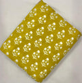 Mustard Yellow Floral Cotton Fabric by Yard, Hand Block Print Fabric, Indian Cotton Fabric, Boho Dress Sewing Material & Craft Fabric