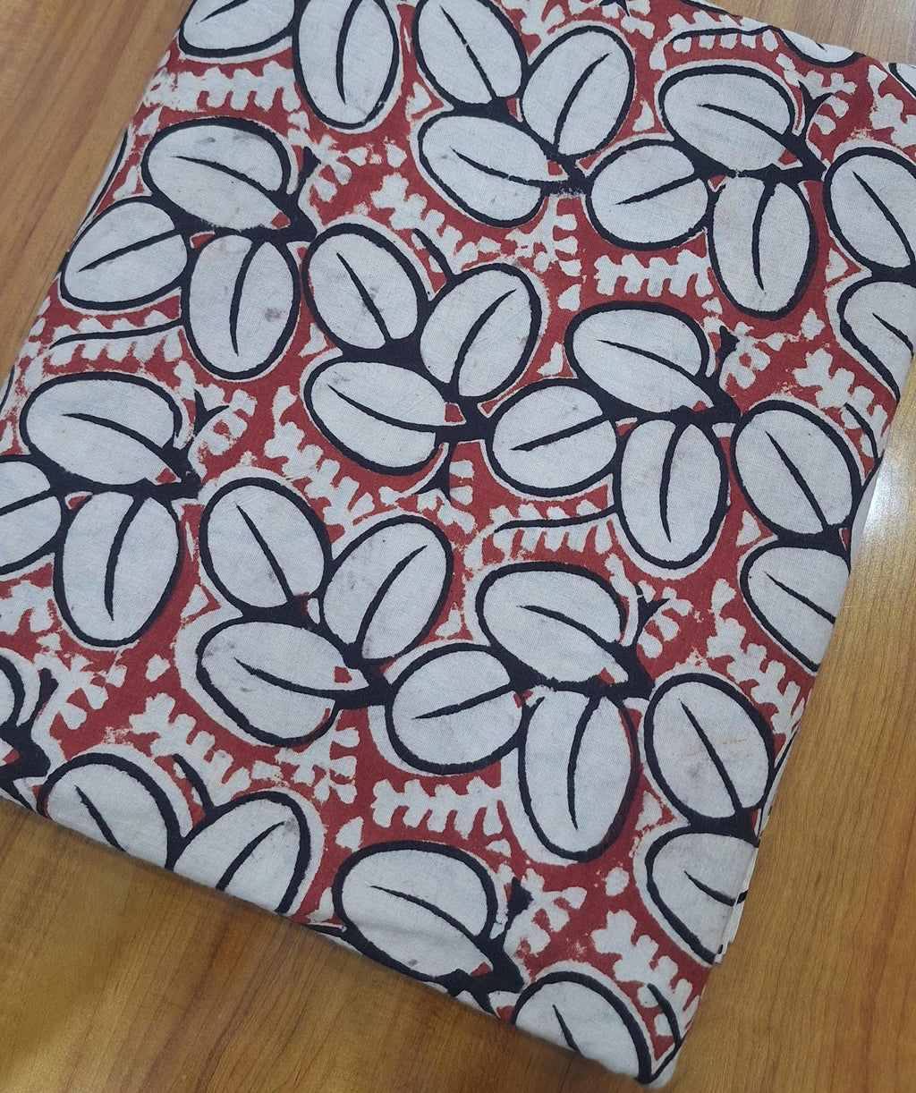 Red White Cotton Fabric, Abstract Leaf Print Fabric, Hand Block Style Fabric, Indian Cotton Fabric, Sewing Craft Fabric Upholstery Fabric